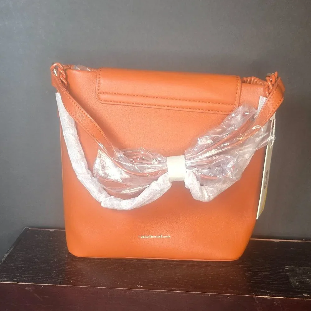 NWT CXL by Christian Lacroix-RITZ Ruching Bucket Handbag Rust color